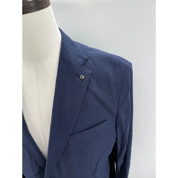 PIOMBO Mens Navy Textured 2 Button Blazer Italian Size 52 EUR 52‎ USA 42 NEW
